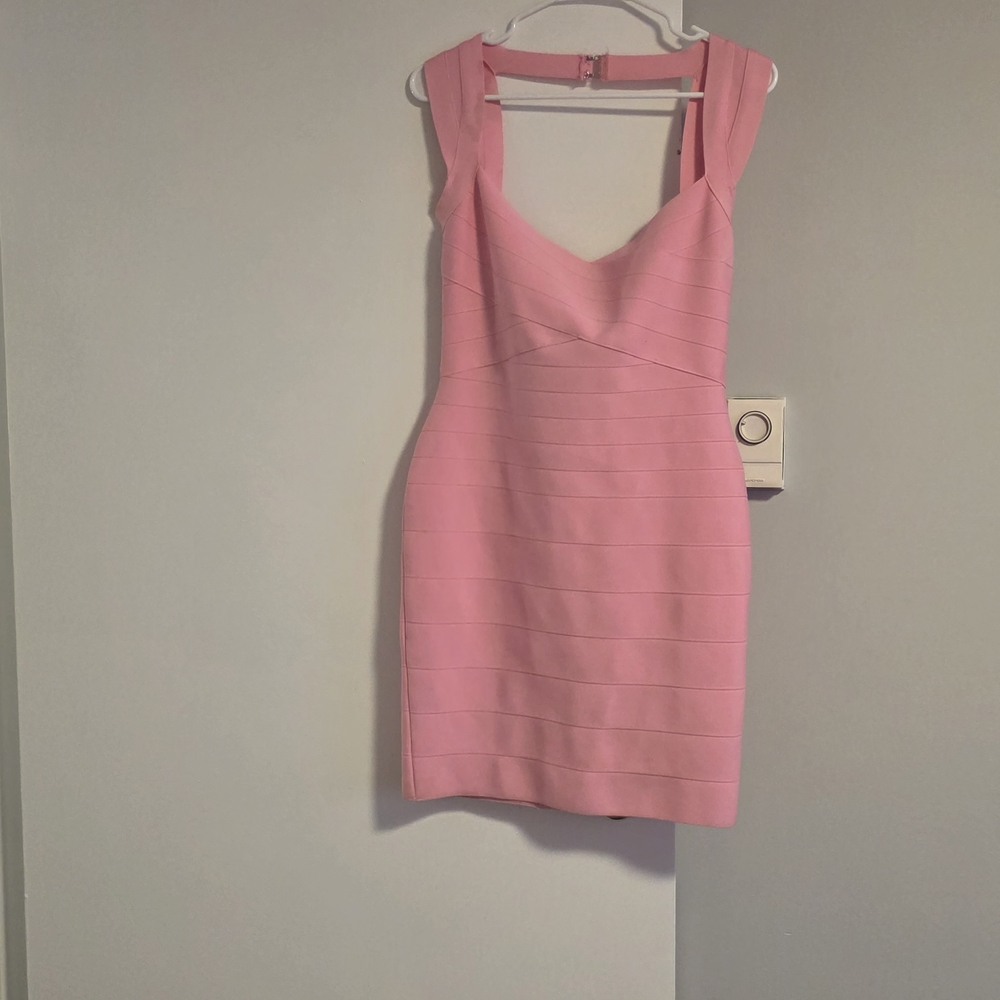 HERS AND MINE Large Pink Bodycon  Sleeveless Cut-Out Bandage Minidress